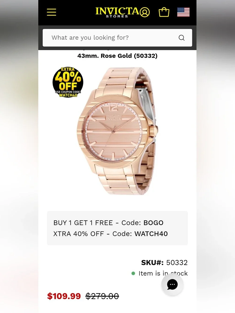 749. Invicta Speedway Linaro Men's Watch - 43mm. Rose Gold (50332)